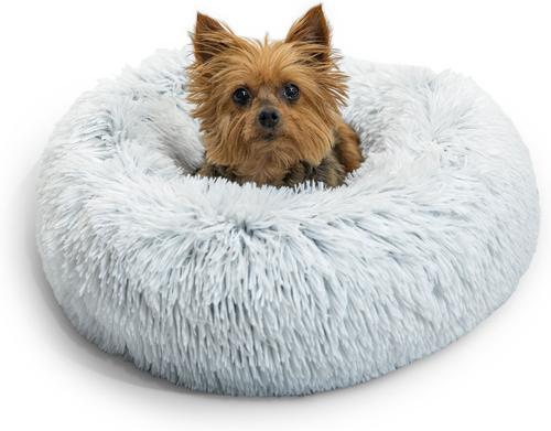 Show full view: Best Friends by Sheri The Original Calming Shag Fur Donut Cuddler Cat & Dog Bed, Frost, X-Small slide 8 of 11