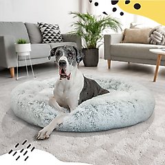 Best Friends by Sheri The Original Calming Shag Fur Donut Cuddler Cat & Dog Bed, Frost, XX-Large