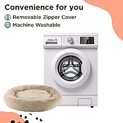 Best Friends by Sheri The Original Calming Shag Fur Donut Cuddler Cat & Dog Bed, Frost, XX-Large slide 2 of 8