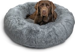 Best Friends by Sheri The Original Calming Shag Fur Donut Cuddler Cat & Dog Bed, Grey, Large slide 2 of 8