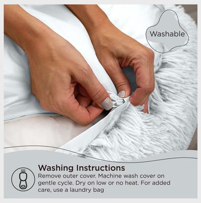 Show full view: Best Friends by Sheri The Original Calming Shag Fur Donut Cuddler Cat & Dog Bed, Grey, Large slide 6 of 11