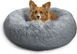 Best Friends by Sheri The Original Calming Shag Fur Donut Cuddler Cat & Dog Bed, Grey, Medium slide 2 of 8