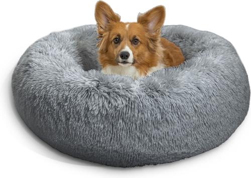 Show full view: Best Friends by Sheri The Original Calming Shag Fur Donut Cuddler Cat & Dog Bed, Grey, Medium slide 2 of 11