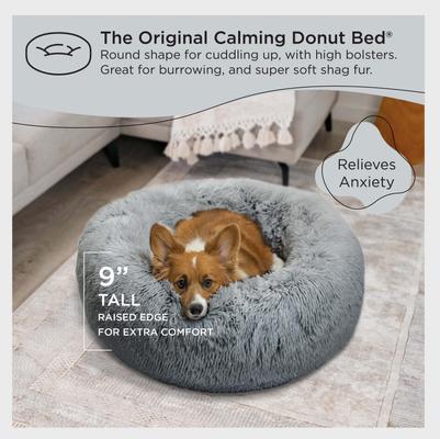 Show full view: Best Friends by Sheri The Original Calming Shag Fur Donut Cuddler Cat & Dog Bed, Grey, Medium slide 5 of 11