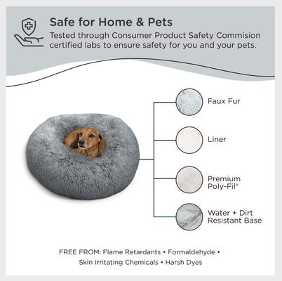 Show full view: Best Friends by Sheri The Original Calming Shag Fur Donut Cuddler Cat & Dog Bed, Grey, Small slide 7 of 11