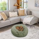 Best Friends by Sheri The Original Calming Shag Fur Donut Cuddler Cat & Dog Bed, Sage, Small