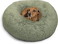 Best Friends by Sheri The Original Calming Shag Fur Donut Cuddler Cat & Dog Bed, Sage, Small slide 2 of 8