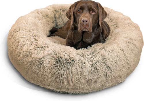 Show full view: Best Friends by Sheri The Original Calming Shag Fur Donut Cuddler Cat & Dog Bed, Taupe, Large slide 3 of 12