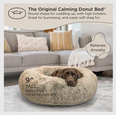 Show full view: Best Friends by Sheri The Original Calming Shag Fur Donut Cuddler Cat & Dog Bed, Taupe, Large slide 6 of 12