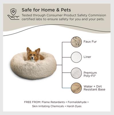 Show full view: Best Friends by Sheri The Original Calming Shag Fur Donut Cuddler Cat & Dog Bed, Taupe, Medium slide 8 of 12