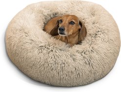 Best Friends by Sheri The Original Calming Shag Fur Donut Cuddler Cat & Dog Bed, Taupe, Small slide 2 of 8