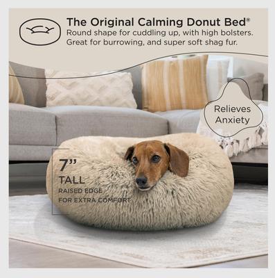 Show full view: Best Friends by Sheri The Original Calming Shag Fur Donut Cuddler Cat & Dog Bed, Taupe, Small slide 5 of 11