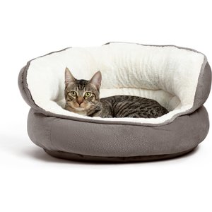 Best Friends by Sheri Throne Cuddler Bolster Cat & Dog Bed, Grey, Mini