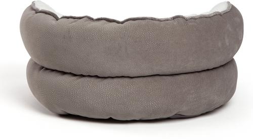 Show full view: Best Friends by Sheri Throne Cuddler Bolster Cat & Dog Bed, Grey, Mini slide 4 of 6