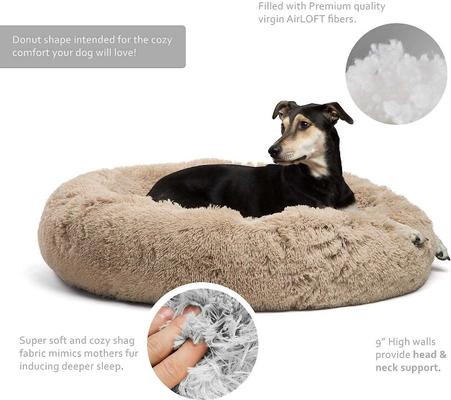 Show full view: Best Friends by Sheri Throw Shag Blanket, Taupe, Standard & Best Friends by Sheri The Original Calming Shag Fur Donut Cuddler Cat & Dog Bed, Taupe, Large slide 8 of 10