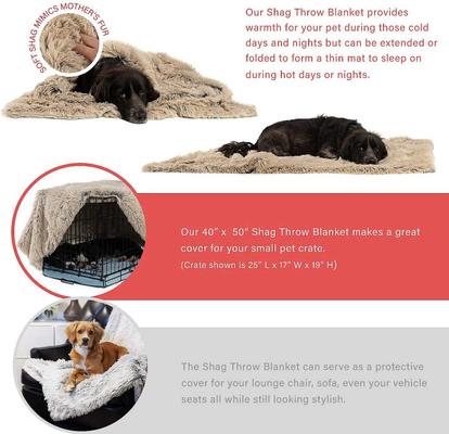 Show full view: Best Friends by Sheri Throw Shag Blanket, Taupe, Standard & Best Friends by Sheri The Original Calming Shag Fur Donut Cuddler Cat & Dog Bed, Taupe, Medium slide 3 of 10