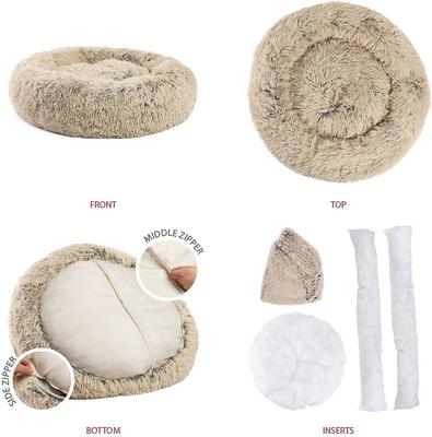 Show full view: Best Friends by Sheri Throw Shag Blanket, Taupe, Standard & Best Friends by Sheri The Original Calming Shag Fur Donut Cuddler Cat & Dog Bed, Taupe, Medium slide 7 of 10