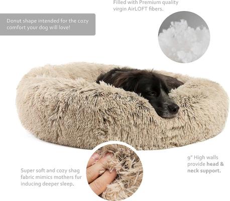 Show full view: Best Friends by Sheri Throw Shag Blanket, Taupe, Standard & Best Friends by Sheri The Original Calming Shag Fur Donut Cuddler Cat & Dog Bed, Taupe, Medium slide 8 of 10