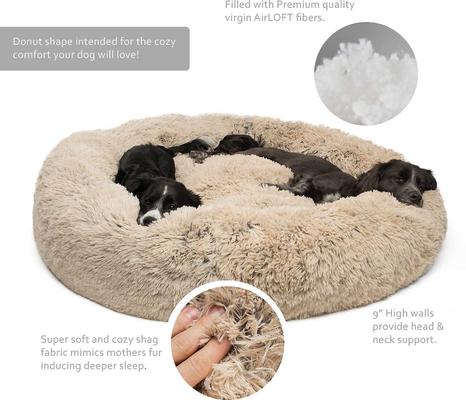 Show full view: Best Friends by Sheri Throw Shag Blanket, Taupe, Standard & Best Friends by Sheri The Original Calming Shag Fur Donut Cuddler Cat & Dog Bed, Taupe, X-Large slide 7 of 10