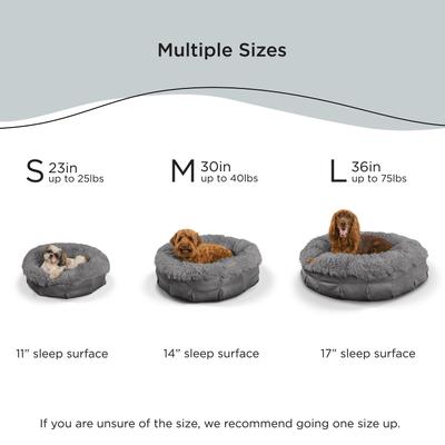 Show full view: Best Friends by Sheri Ultra Calming Orthopedic Pouf Luxury Donut Dog Bed with Removable Cover, Gray, Small slide 8 of 11