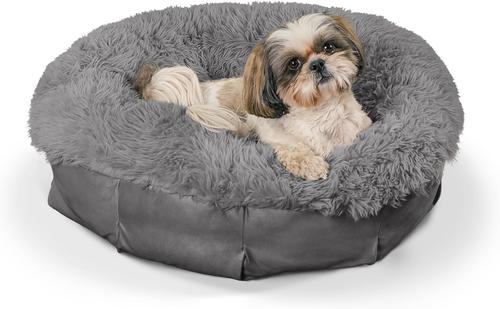 Show full view: Best Friends by Sheri Ultra Calming Orthopedic Pouf Luxury Donut Dog Bed with Removable Cover, Gray, Small slide 9 of 11