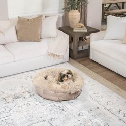 Best Friends by Sheri Ultra Calming Orthopedic Pouf Luxury Donut Dog Bed with Removable Cover, Tan, Small