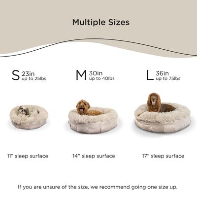 Show full view: Best Friends by Sheri Ultra Calming Orthopedic Pouf Luxury Donut Dog Bed with Removable Cover, Tan, Small slide 7 of 10
