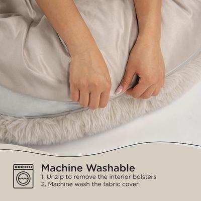 Show full view: Best Friends by Sheri Ultra Calming Orthopedic Pouf Luxury Donut Dog Bed with Removable Cover, Tan, Small slide 6 of 10