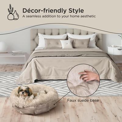 Show full view: Best Friends by Sheri Ultra Calming Orthopedic Pouf Luxury Donut Dog Bed with Removable Cover, Tan, Small slide 5 of 10