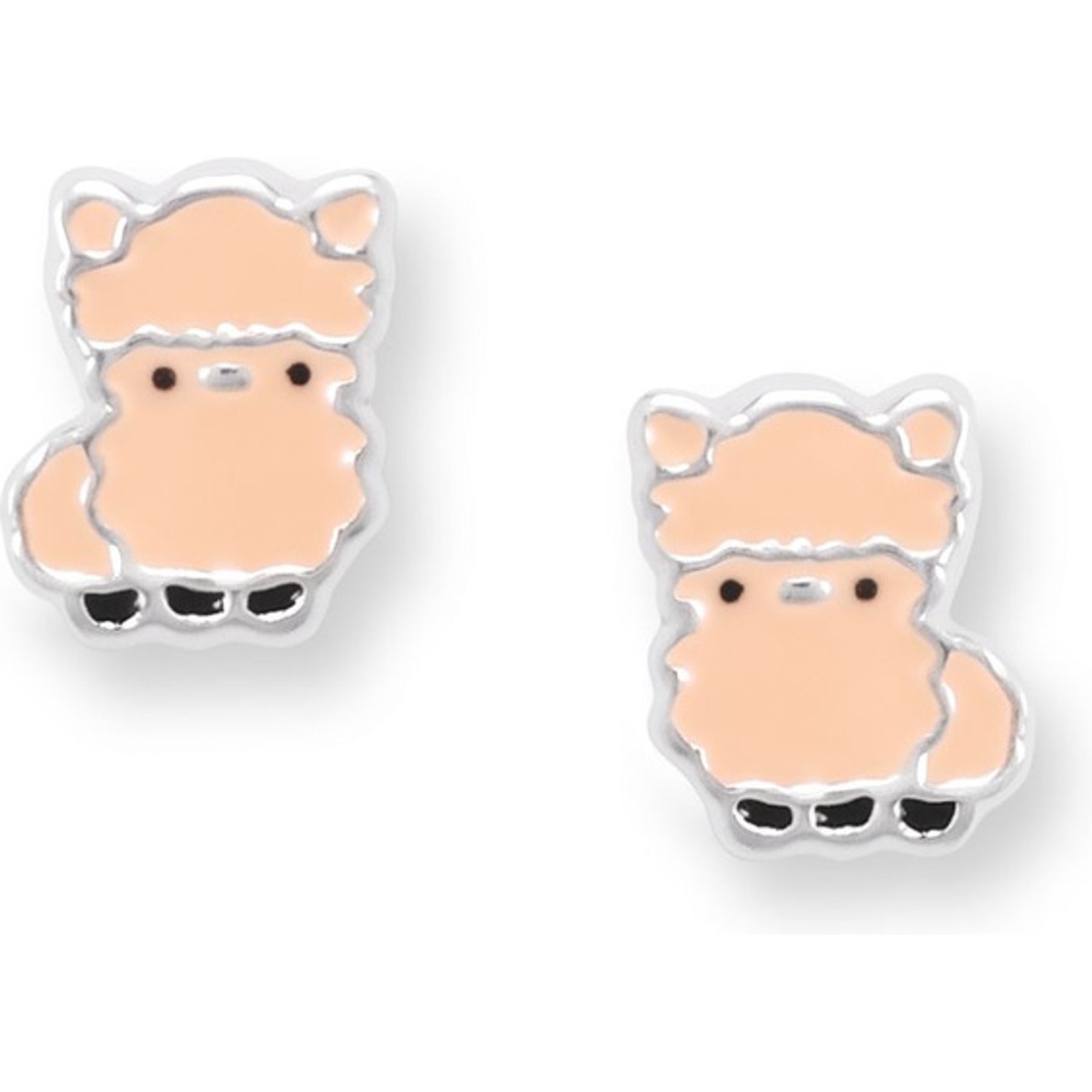 Best FURever Friends Enamel Llama Sterling Silver Stud Earrings, Peach