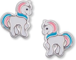 Best FURever Friends Enamel Unicorn Sterling Silver Stud Earrings, Pink
