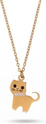 Best FURever Friends Gold Plated Stainless Steel CZ Whimsical Kitty Cat Necklace, Gold