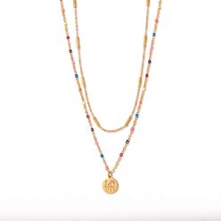 Best FURever Friends Gold Plated Stainless Steel Love Paw Print Duo Necklace, Gold