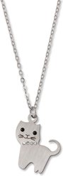 Best FURever Friends Stainless Steel CZ Whimsical Kitty Cat Necklace, Silver