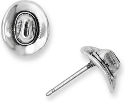 Best FURever Friends Sterling Silver Cowgirl Hat Stud Earrings, Silver