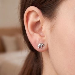 Best FURever Friends Sterling Silver Elephant Stud Earrings, Silver slide 2 of 3