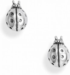 Best FURever Friends Sterling Silver Ladybug Stud Earrings, Silver