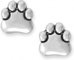 Best FURever Friends Sterling Silver Paw Print Stud Earrings, Silver