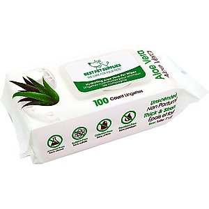 Best Pet Supplies Aloe Vera Unscented Dog & Cat Grooming Wipes, 100 count