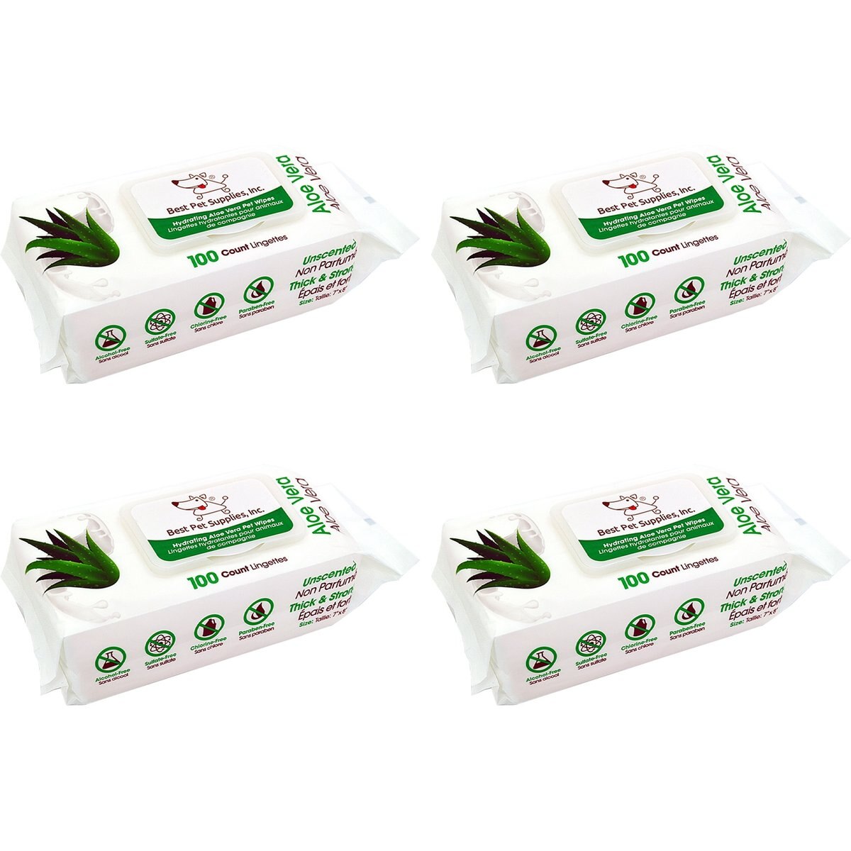 Best Pet Supplies Aloe Vera Unscented Dog & Cat Grooming Wipes, 400 count