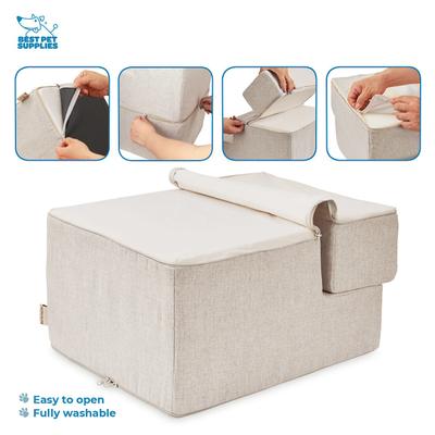 Show full view: Best Pet Supplies CertiPUR-US Certified Foam Foldable Dog Steps, Sand, 3-Steps slide 5 of 7