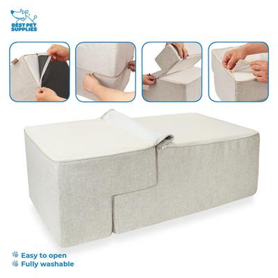 Show full view: Best Pet Supplies CertiPUR-US Certified Foam Foldable Dog Steps, Sand, 4-Steps slide 3 of 6