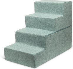 Best Pet Supplies CertiPUR-US Certified Foam Foldable Dog Steps, Teal, 4-Steps