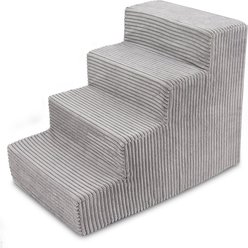 Best Pet Supplies Corduroy & Foam Cat & Dog Stairs, Gray, Medium