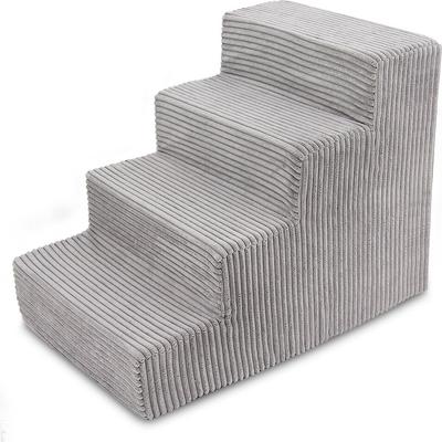 Show full view: Best Pet Supplies Corduroy & Foam Cat & Dog Stairs, Gray, Medium slide 1 of 6