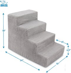 Best Pet Supplies Corduroy & Foam Cat & Dog Stairs, Gray, Medium slide 2 of 5
