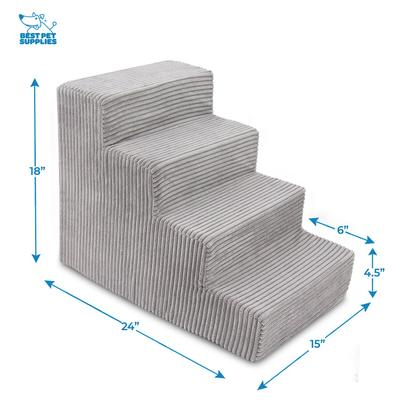 Show full view: Best Pet Supplies Corduroy & Foam Cat & Dog Stairs, Gray, Medium slide 2 of 6