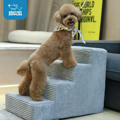 Show full view: Best Pet Supplies Corduroy & Foam Cat & Dog Stairs, Gray, Medium slide 5 of 6