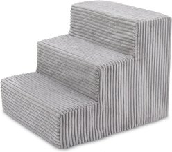 Best Pet Supplies Corduroy & Foam Cat & Dog Stairs, Gray, Small