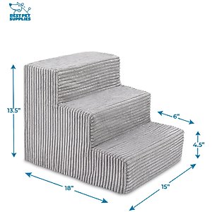 Best Pet Supplies Corduroy & Foam Cat & Dog Stairs, Gray, Small